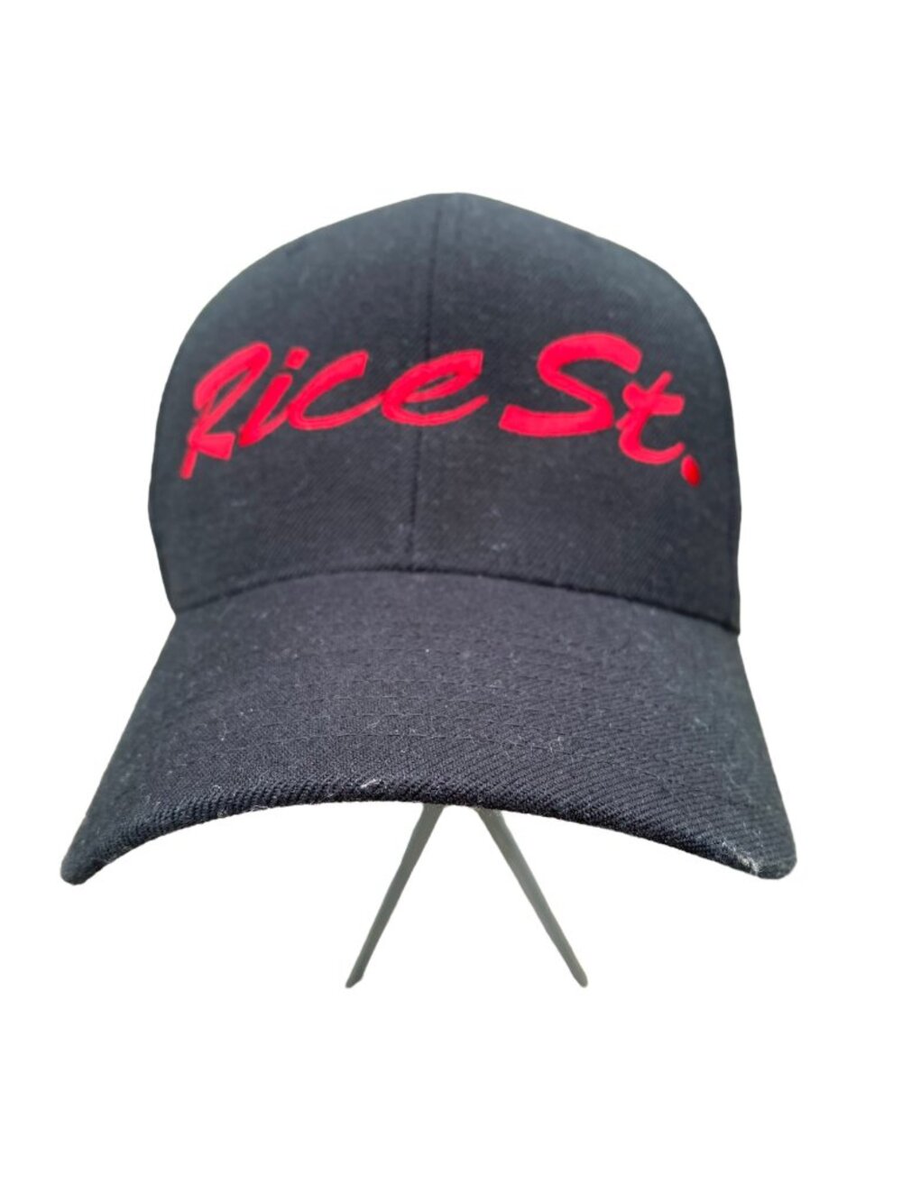 Rice St. Embroidered Black Snapback Hat Red Lettering St. Paul MN Pacific Pro